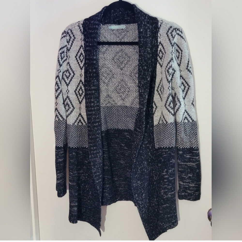 Maurices Black and White Geometric Cardigan Oversized